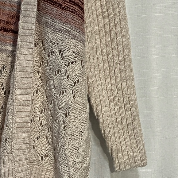 Anthropologie NWT Cream and Brown Pilcro Jemma Cable Knit Cardigan Size XS/S - Picture 3 of 13